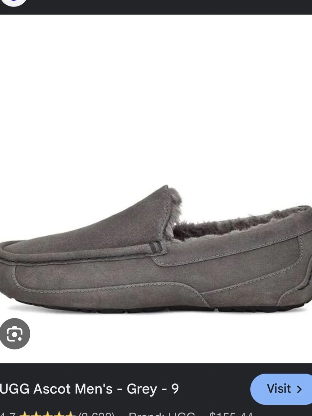Ugg Men's Cozy Gray Slip-On Moccasin Ascot Slippers